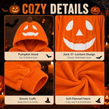 Halloween Adult Pumpkin Jack O Lantern Hooded Onesie Pajamas