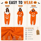 Halloween Adult Pumpkin Jack O Lantern Hooded Onesie Pajamas
